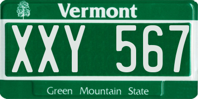 VT license plate XXY567