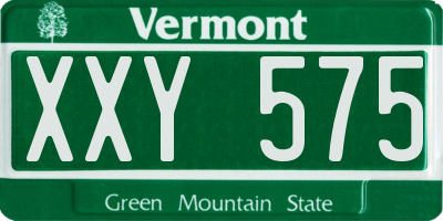 VT license plate XXY575