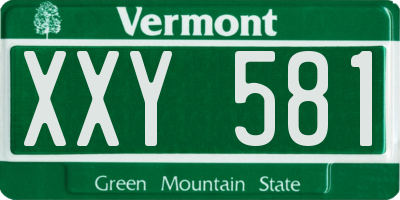 VT license plate XXY581