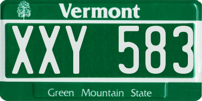 VT license plate XXY583