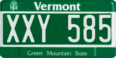 VT license plate XXY585