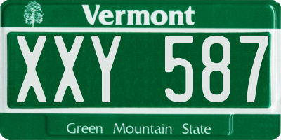 VT license plate XXY587