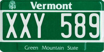 VT license plate XXY589