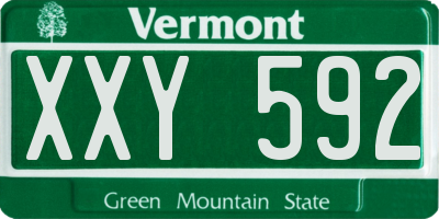 VT license plate XXY592