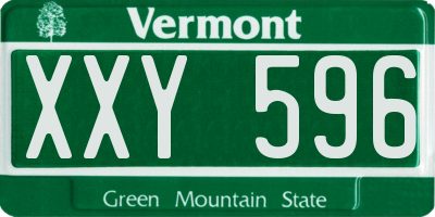 VT license plate XXY596
