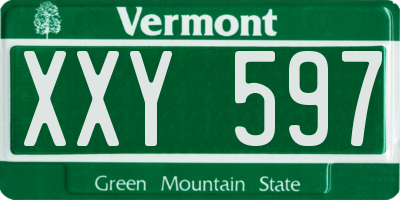 VT license plate XXY597