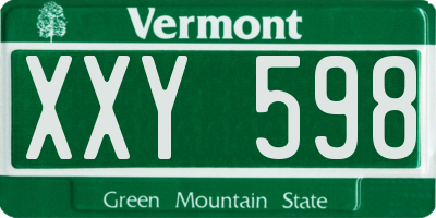 VT license plate XXY598