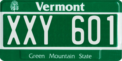 VT license plate XXY601