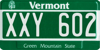 VT license plate XXY602