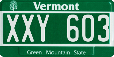 VT license plate XXY603