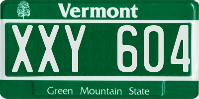 VT license plate XXY604