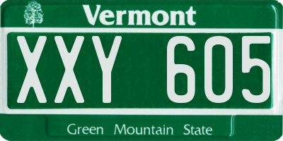 VT license plate XXY605