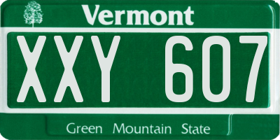 VT license plate XXY607
