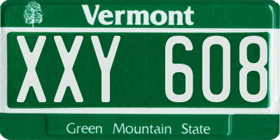 VT license plate XXY608