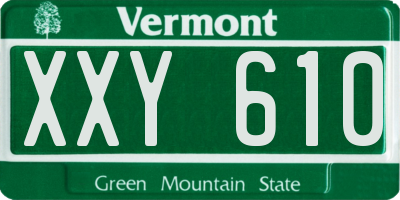 VT license plate XXY610