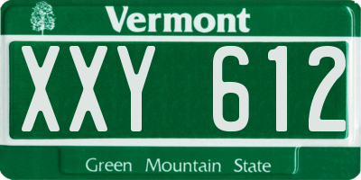 VT license plate XXY612