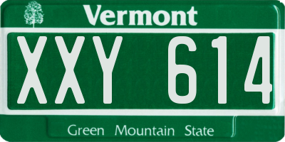 VT license plate XXY614