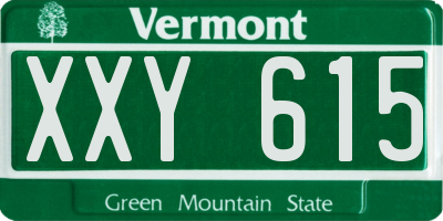 VT license plate XXY615