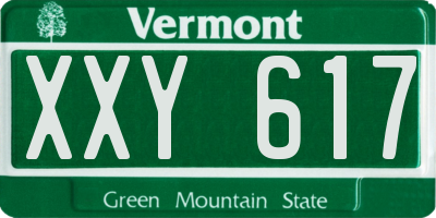 VT license plate XXY617
