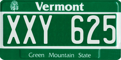 VT license plate XXY625