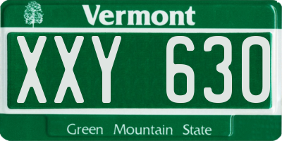 VT license plate XXY630
