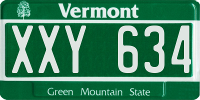 VT license plate XXY634
