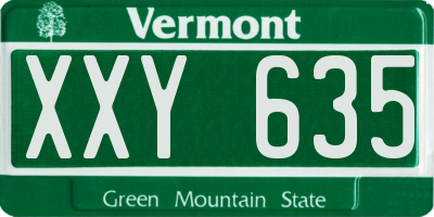 VT license plate XXY635