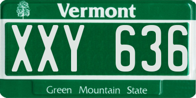 VT license plate XXY636