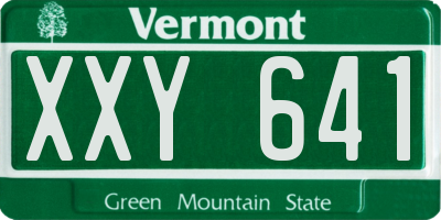VT license plate XXY641