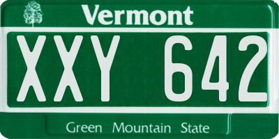VT license plate XXY642