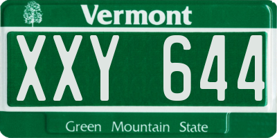 VT license plate XXY644