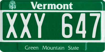 VT license plate XXY647