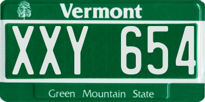 VT license plate XXY654