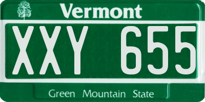 VT license plate XXY655