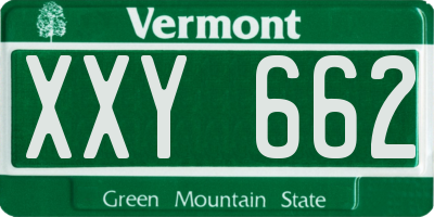 VT license plate XXY662