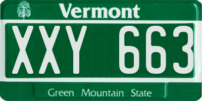 VT license plate XXY663