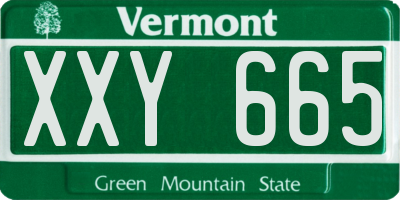 VT license plate XXY665