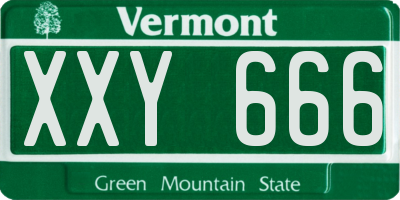 VT license plate XXY666