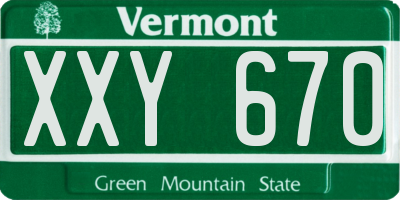 VT license plate XXY670