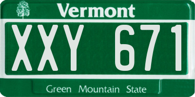 VT license plate XXY671
