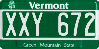 VT license plate XXY672