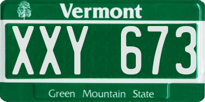 VT license plate XXY673