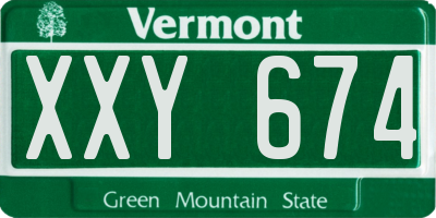 VT license plate XXY674