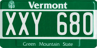 VT license plate XXY680
