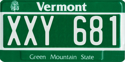 VT license plate XXY681