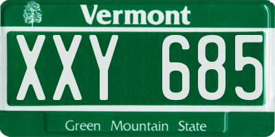 VT license plate XXY685
