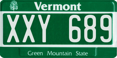 VT license plate XXY689