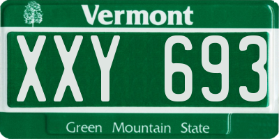 VT license plate XXY693