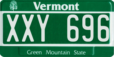 VT license plate XXY696