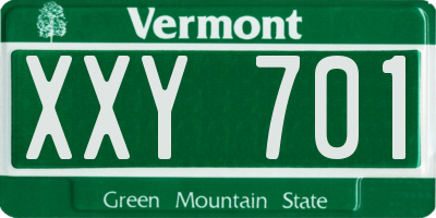 VT license plate XXY701